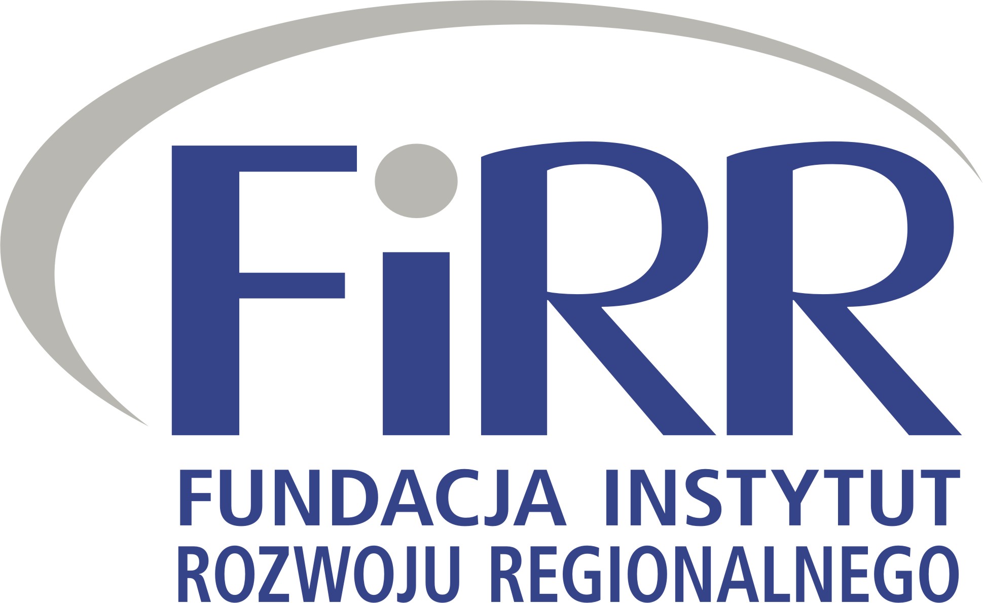 Logo FIRR - Fundacja Instytut Rozwoju Regionalnego - znak graficzny składający się z literowego zapisu słowa FIRR, po lewej stronie od litery F znajduje się półkole oplatające znak. Pod literami FIRR znajduje się pełna nazwa fundacji.